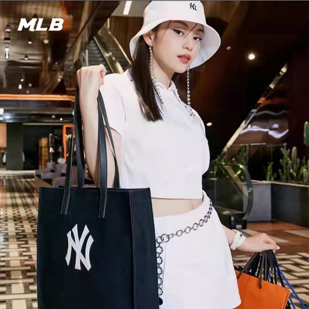 พร้อมส่ง-ของแท้-กระเป๋าmlb-canvas-tote-bag-กระเป๋าถือ-กระเป๋าสะพายข้าง-กระเป๋าปักny