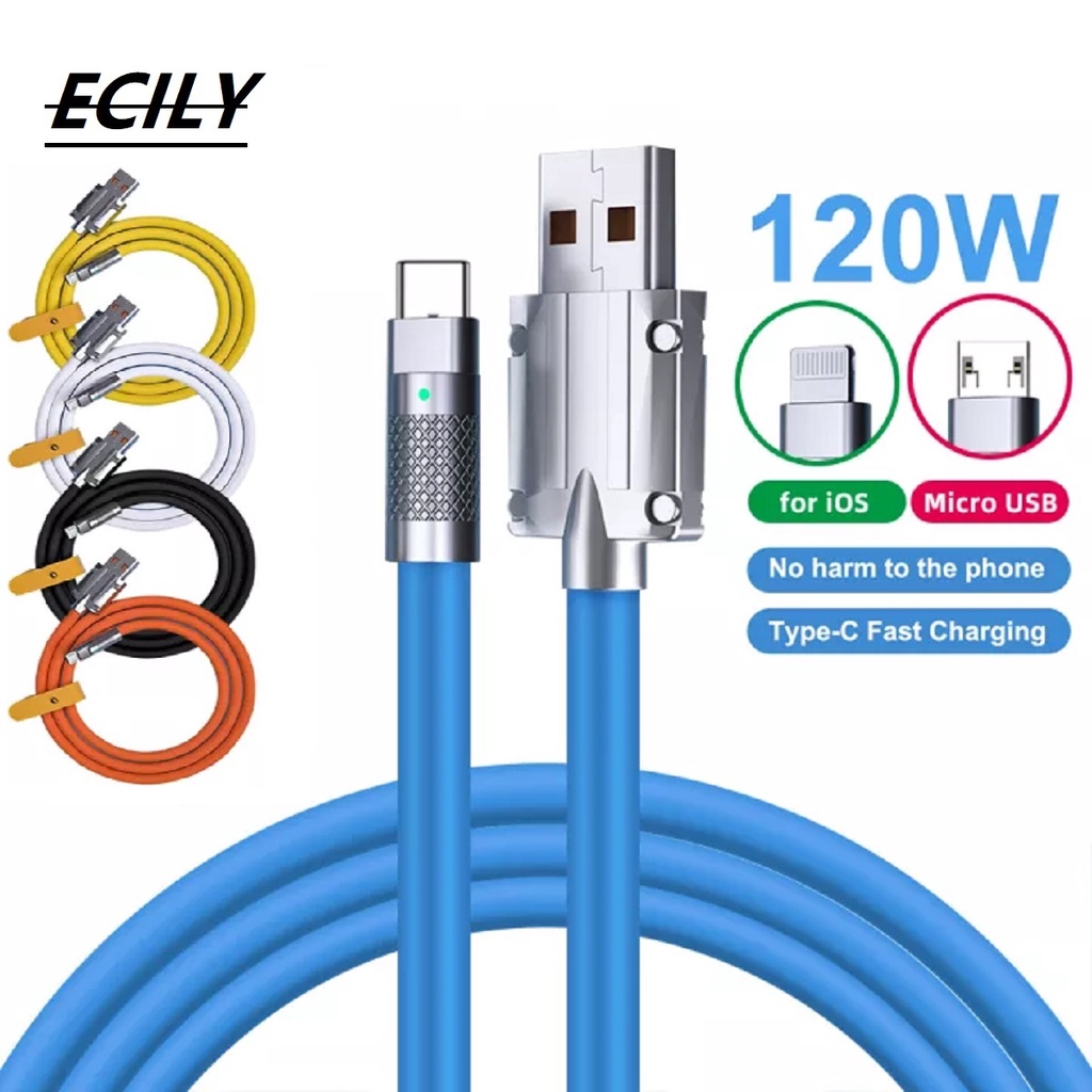 ecily-สายชาร์จ-usb-type-c-micro-usb-ios-120w-6a-ชาร์จไวมาก-สําหรับ-android-usb-type-c