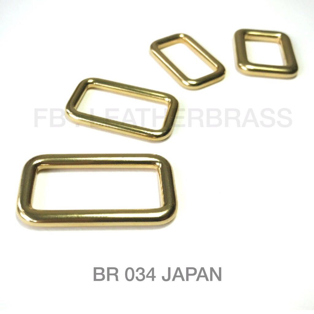 ภาพหน้าปกสินค้าBR034 Japan ห่วงสี่เหลี่ยมทองเหลืองแท้ ไม่มีรอยต่อ อะไหล่ทองเหลืองแท้ อุปกรณ์งานหนัง **ราคาต่อชิ้น**