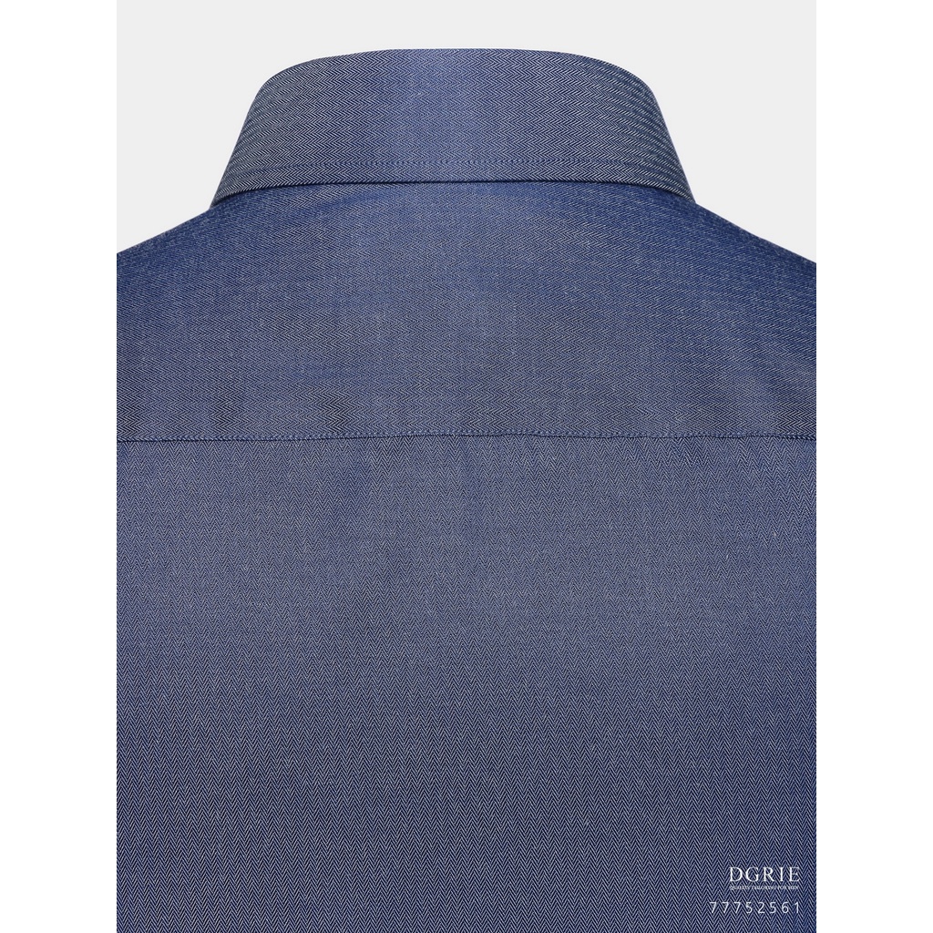 dgrie-navy-blue-cotton-linen-herringbone-shirt-เสื้อเชิ้ตสีน้ำเงิน