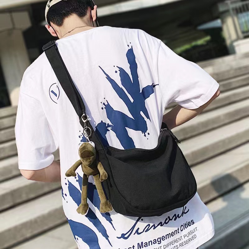 กระเป๋าผ้าใบความจุขนาดใหญ่นักเรียนชายและหญิงแนวโน้ม-ins-hip-hop-ญี่ปุ่นสไตล์วิทยาลัยแบบสบาย-ๆ-กระเป๋าสะพายไหล่แนวทแยงทั้