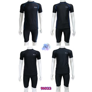 รุ่น:91022ชุดว่ายน้ำ ชุดดำน้ำผู้ชาย เซต 2 ชิ้น แบบแขนสั้น กางเกงสามส่วน ขาสั้น เนื้อผ้าดี ไซส์ขนาดใหญ่ พร้อมส่งจากไทย