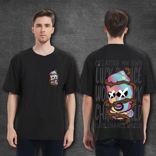 Tee เสือยืดผู้ชาย เสื้อยืดแขนสั้น พิมพ์ลายการ์ตูน ทรงหลวม ขนาดใหญ่ สไตล์อเมริกันเรโทร สําหรับผู้หญิง