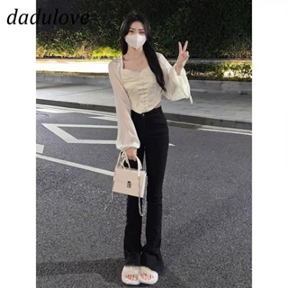 DaDulove💕 New Korean Version Ins Niche Flared Jeans Loose High Waist Womens Wide Leg Pants Casual Pants