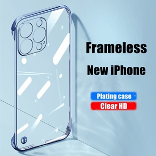 Ultra Thin Frameless Clear Case for iPhone 11 12 13 14 Pro Max XS MAX XR 14 Plus Slim Hard PC Shockproof Bumper Transparent Cover