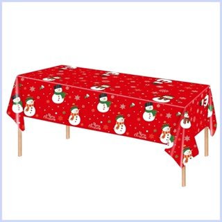 ผ้าปูโต๊ะ PE กันฝุ่น ลายเกล็ดหิมะ คริสต์มาส สีแดง สําหรับห้องครัว