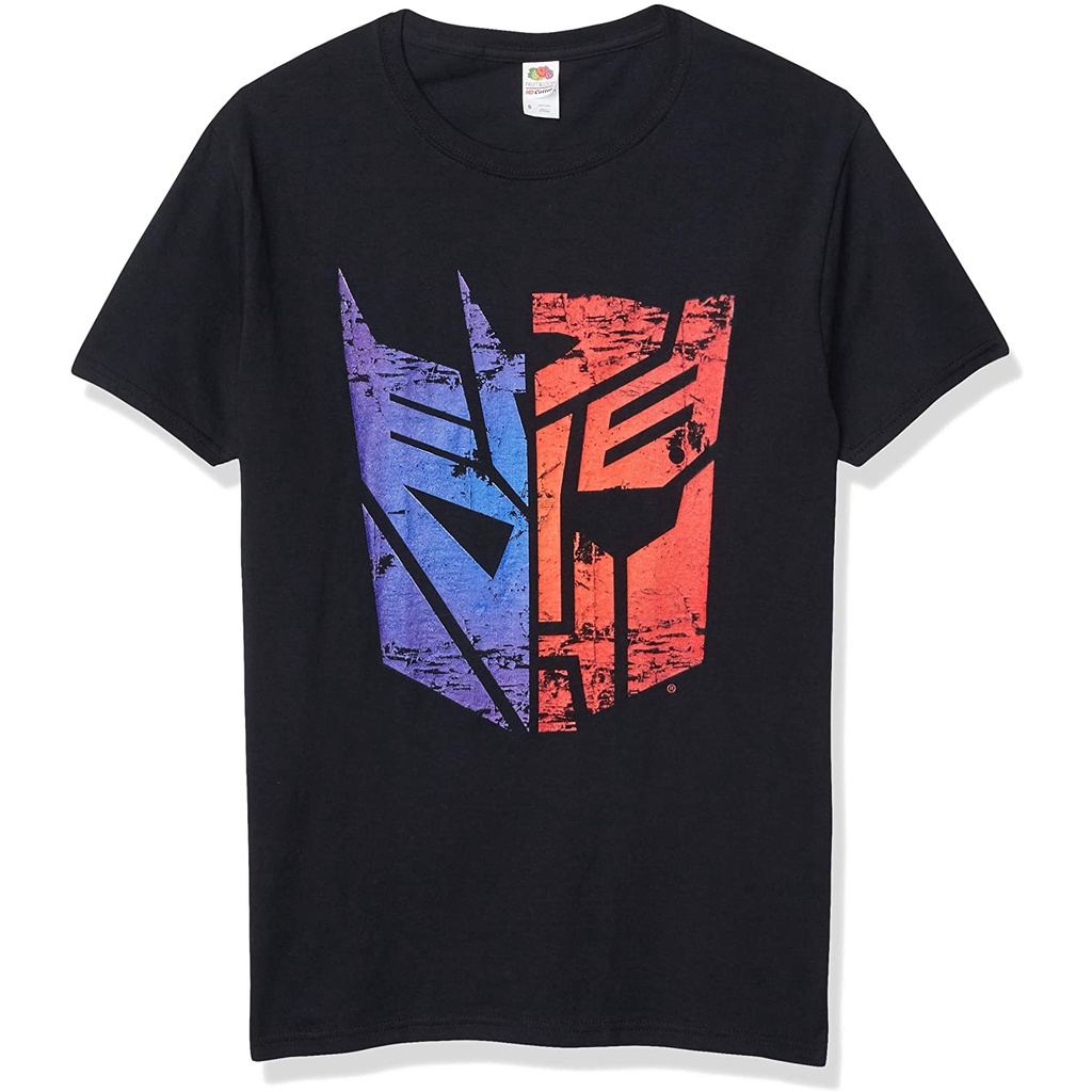 transformers-mens-split-logo-basic-solid-tee-เวอร์ชั่นเกาหลีของของขวัญเทรนด์แฟชั่นที่ใช้งานได้หลากหลาย