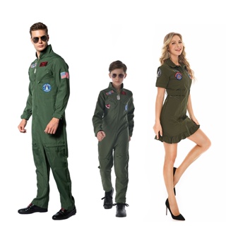 ชุดคอสเพลย์นักบินอวกาศ NASA สีเขียวทหาร เหมาะกับวันฮาโลวีน แฟชั่นคู่รัก สําหรับผู้ใหญ่ และเด็ก