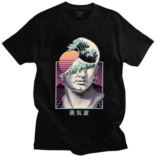 เสื้อคู่ - ผู้ชายเสื้อยืดวินเทจ Vaporwave ผ้าฝ้าย Synthwave คลื่นความงามเสื้อยืดญี่ปุ่นฮาราจูกุ Tee