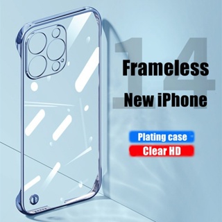 Crystal Frameless Clear Case for iPhone 13 14 Pro MAX 12 11 Pro Max XS MAX XR 14 Plus Slim Hard PC Shockproof Bumper Transparent Cover