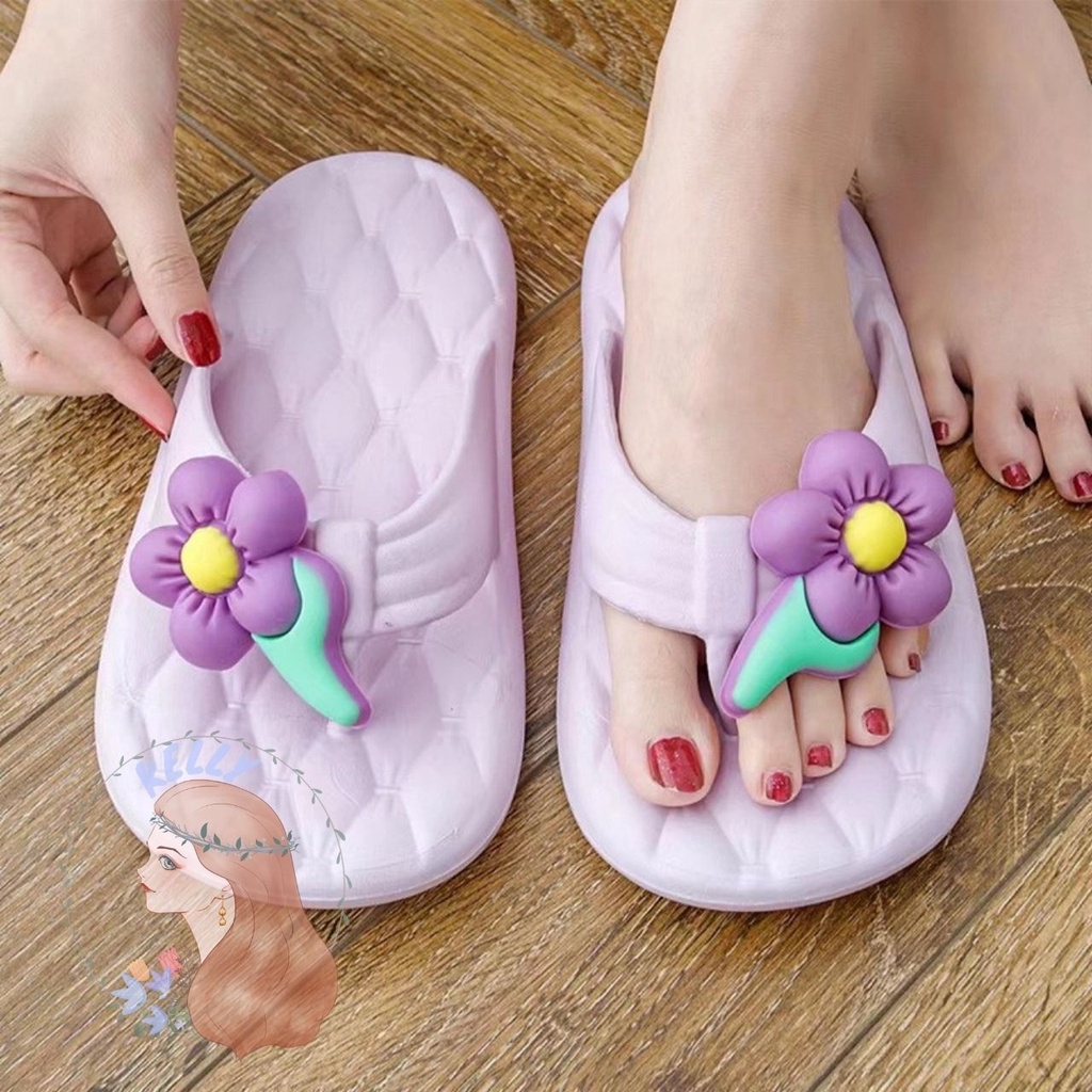 รองเท้าหูคีบลายดอกไม้-รองเท้าชายหาด-วัสดุทำจากยางอย่างดี-สวมใส่สบายน้ำหนกเบา-สีสดสดใส-t132