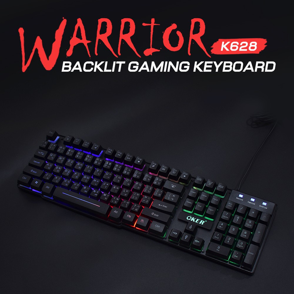 มาใหม่-ส่งเร็ว-oker-k628-warrior-backlit-gaming-keyboard-led-เกมมิ่ง-คีย์บอร์ด-ไฟ-led-แป้นพิมพ์-dm-628