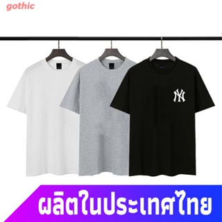 gothic เสื้อยืดผู้ชายและผู้หญิง MLB Fashion Printed Cotton Unisex T-shirt Short Sleeve Short sleeve T-shirts