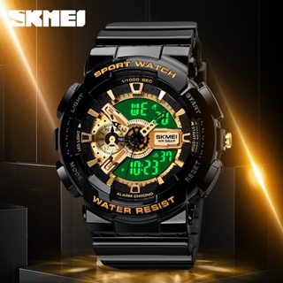 นาฬิกาข้อมืออิเล็กทรอนิกส์ SKMEI หน้าจอ LED กันน้ํา หรูหรา สไตล์สปอร์ต สําหรับผู้ชาย