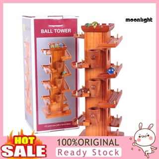❒☽ML-PU Funny Marble Ball Run Wooden Tower Construction Track Game Educational Kids Toy