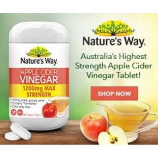 สินค้า ค่าส่ง22-Nature’s way Apple cider Vinegar 1200mg 90เม็ด เนเจอร์สเวย์ แอปเปิ้ลไซเดอร์ เวเนก้า Gummies กัมมี่ส์ 65 เม็ด