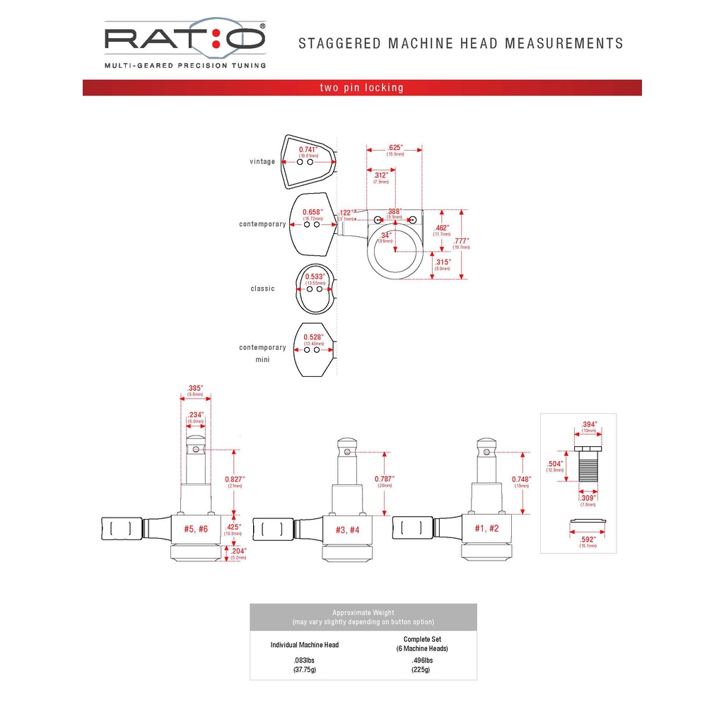 Meccaniche Graph Tech Ratio PRL-9721-C0 – 6 Meccaniche Bloccanti In Linea Cromate Per Chitarra Elettrica - Foto 2