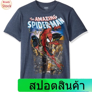 เสื้อยืด เสื้อยืดสีพื้น เสื้อยืดยอดนิยม Marvel Mens Amazing Spider-Man T-shirt Sports T-shirt Tee