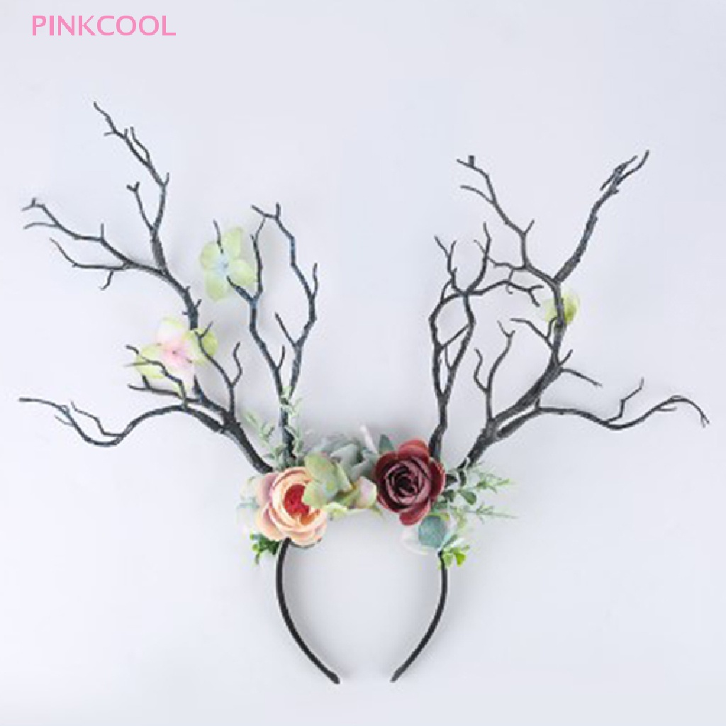 pinkcool-ที่คาดผม-รูปกิ่งไม้-ดอกไม้-เขากวาง-คริสต์มาส-ฮาโลวีน-ขายดี