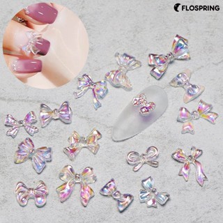 Flospring จี้โบว์ออโรร่า 3D สําหรับตกแต่งเล็บ DIY 50 ชิ้น