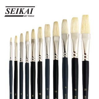 SEIKAI พู่กันแบนสีน้ำมัน (HOG OIL NICKEL FLAT BRUSH) 1 ด้าม