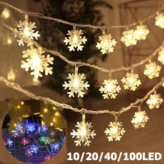 🎇COD🎇พร้อมส่ง🎄10/20/40/100LED ไฟเกล็ดหิมะ  คริสต์มาสตกแต่งสวนปาร์ตี้วันหยุด ไฟกระพริบ ไฟประดับวันหยุด