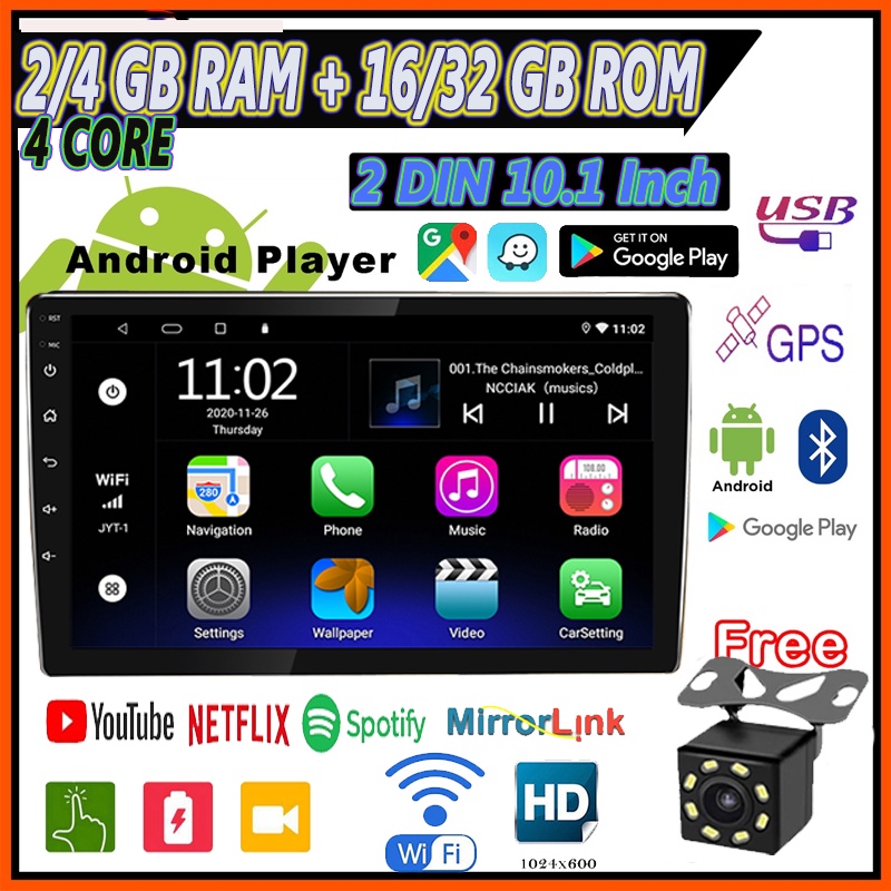 ขายดี-ฟรีกล้อง-เครื่องเล่นมัลติมีเดีย-mp5-2din-แรม-2-4gb-รอม-16-32gb-รองรับ-fm-gps-am-wifi-10-1-นิ้ว-สําหรับรถยนต์