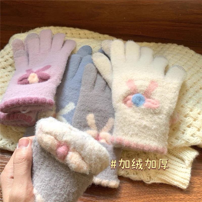 พร้อมส่ง-knitted-gloves-ถุงมือไหมพรม-ถุงมือกันหนาว-ถุงมือน่ารัก