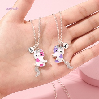 1pair cute cat activity tail magnetic suction good friend best friend BFF childrens necklace