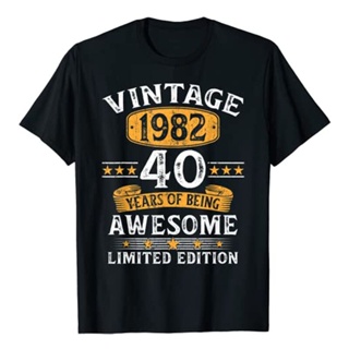 เสื้อยืด ลาย 1982 40 ปี 40 ปี สไตล์วินเทจ ของขวัญวันเกิด สําหรับผู้ชาย ผู้หญิง คุณพ่อ สามี วันเกิด ขายดีS-5XL