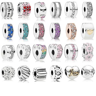 Pandora เครื่องประดับเงิน จี้มงกุฎ ประดับเพชร หลากสี กันลื่น w1022