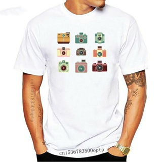 Tee Çeşitli sevimli kameralar Hipster sanat erkek (kadının mevcut) gri T Shirt kaliteli