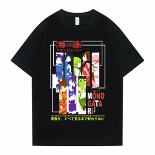 เสื้อยืดเด็กผช อะนิเมะญี่ปุ่น Monogatari ชุดพิมพ์กราฟิก Tshirt แขนสั้นผู้ชายผู้หญิงขนาดใหญ่แฟชั่น Harajuku Tee ผู้ชายหลว