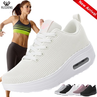 RUIDENG รองเท้าผ้าใบผู้หญิงเพื่อสุขภาพ Air cushion งานถัก น้ำหนักเบามาก ใส่ออกกำลังกาย ใส่เที่ยว ยืนนานสบาย (สีขาว)