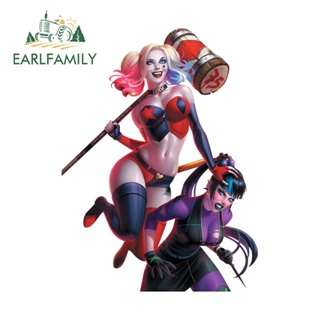 Earlfamily สติกเกอร์ไวนิล ลายการ์ตูนอนิเมะ Harley Quinn ขนาด 13 ซม. X9.7 ซม. กันน้ํา สําหรับติดตกแต่งรถยนต์ แล็ปท็อป กีตาร์ กระเป๋าเดินทาง DIY