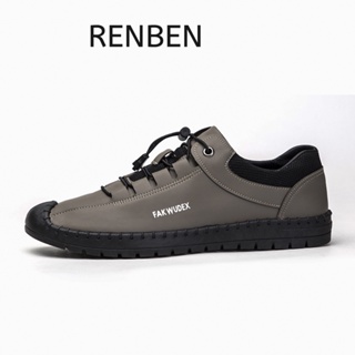 สินค้า RENBEN  รองเท้าหนังผู้ชายที่ใส่สบายเทรนด์แฟชั่นรองเท้าสวีตเบิ้ลพื้นนุ่มระบายอากาศได้ดีอเนกประสงค์