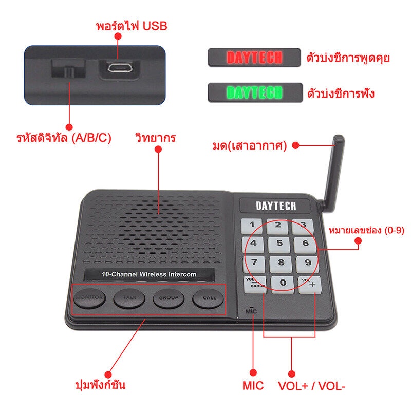 ส่งไวจากไทย-daytech-wireless-intercoms-ระบบอินเตอร์คอมไร้สาย-10-ช่อง-ระยะทาง-1-กม-สำนักงาน-โรงแรมอินเตอร์คอม-ci02