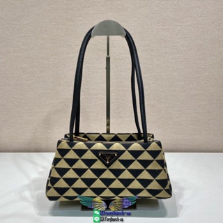 1BA368 PD jacquard shoulder shopper tote underarm baguette hobo triangle shopping handbag