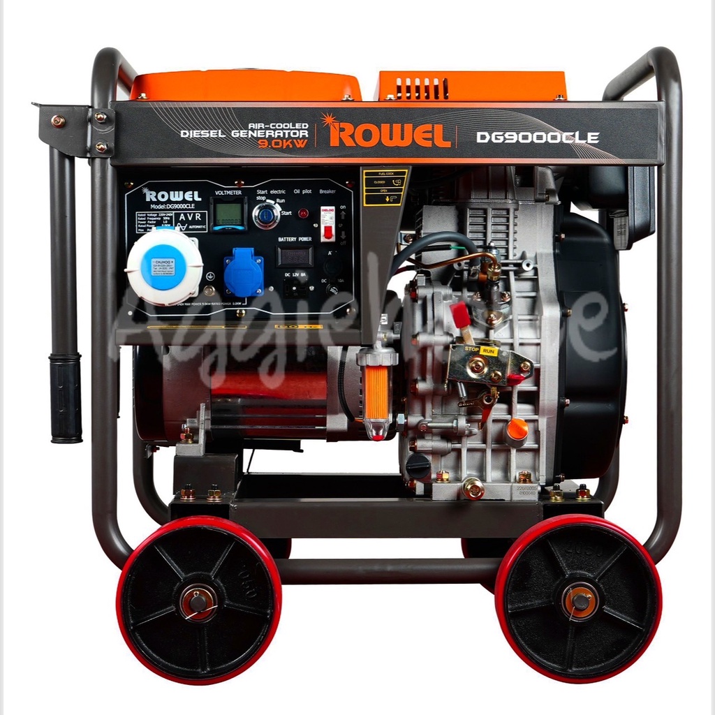 rowel-เครื่องปั่นไฟ-ดีเซล-รุ่น-dg9000cle-9000วัตต์-220v-17hp-กุญแจสตาร์ท-ปั่นไฟ-avr-เครื่องกำเนิดไฟ-ปั่นไฟ