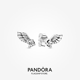 Pandora ต่างหูสตั๊ด รูปปีกนางฟ้า ของขวัญคริสต์มาส พรีเมี่ยม e1027