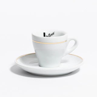 ถ้วยช็อตกาแฟ Vittoria Espresso White Round Gold Rim (ถ้วยช็อตกาแฟ+จานรอง 1 ชุด)