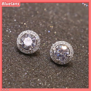 Elegant Crystal Zircon Inlaid ต่างหูแบบติดหู Platinum Plated