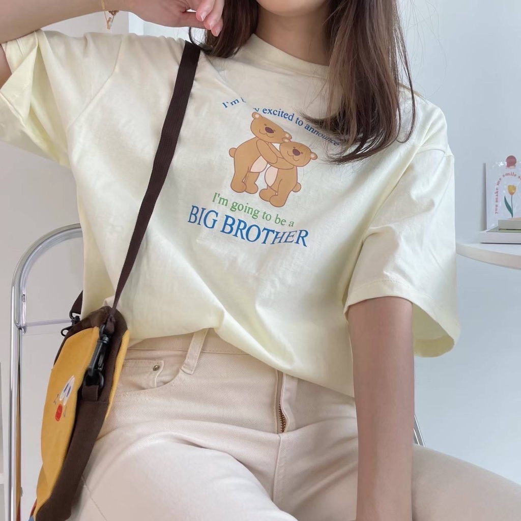 เสื้อยืดโอเวร์ไซส์สกรีนลายน้องหมีน่ารักๆ-big-brother-fg00019