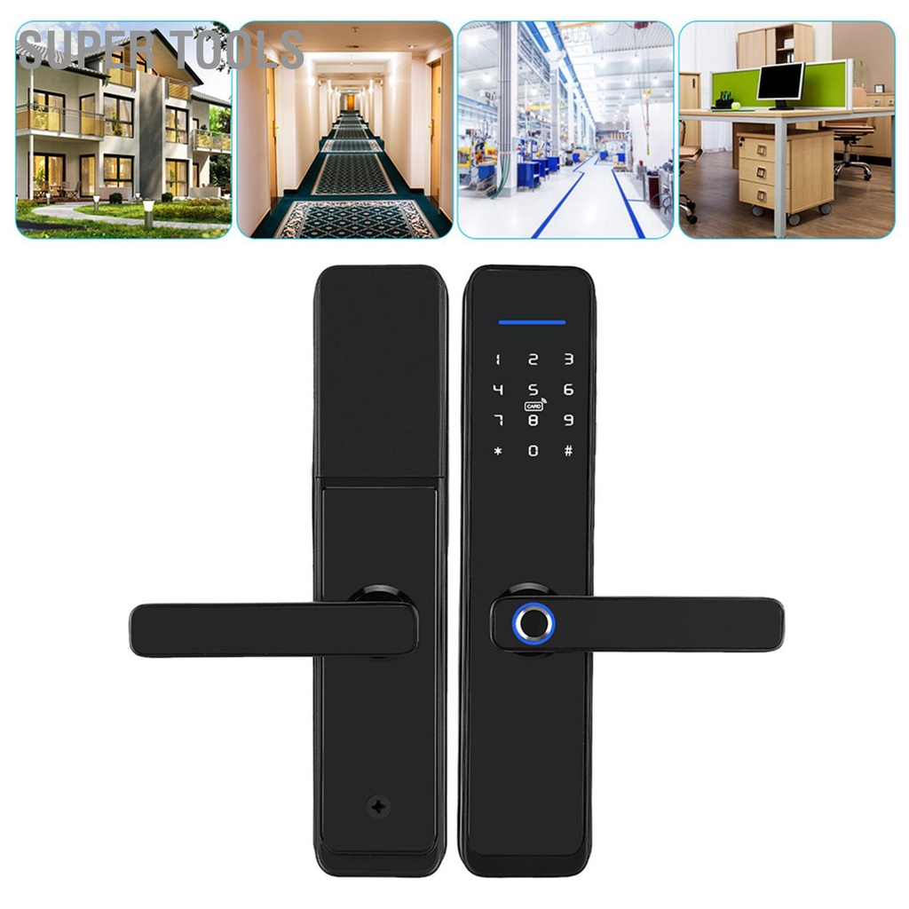 super-tools-wifi-electronic-door-handle-lock-password-fingerprint-ic-card-remote-work-with-tuya