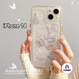 เคสโทรศัพท์โปร่งใสผีเสื้อแฟชั่น สำหรับ ไอโฟน11 ไอโฟน13 12 14 Pro Max X Xs XR 7 8 Plus กันกระแทก Soft TPU ฝาหลัง