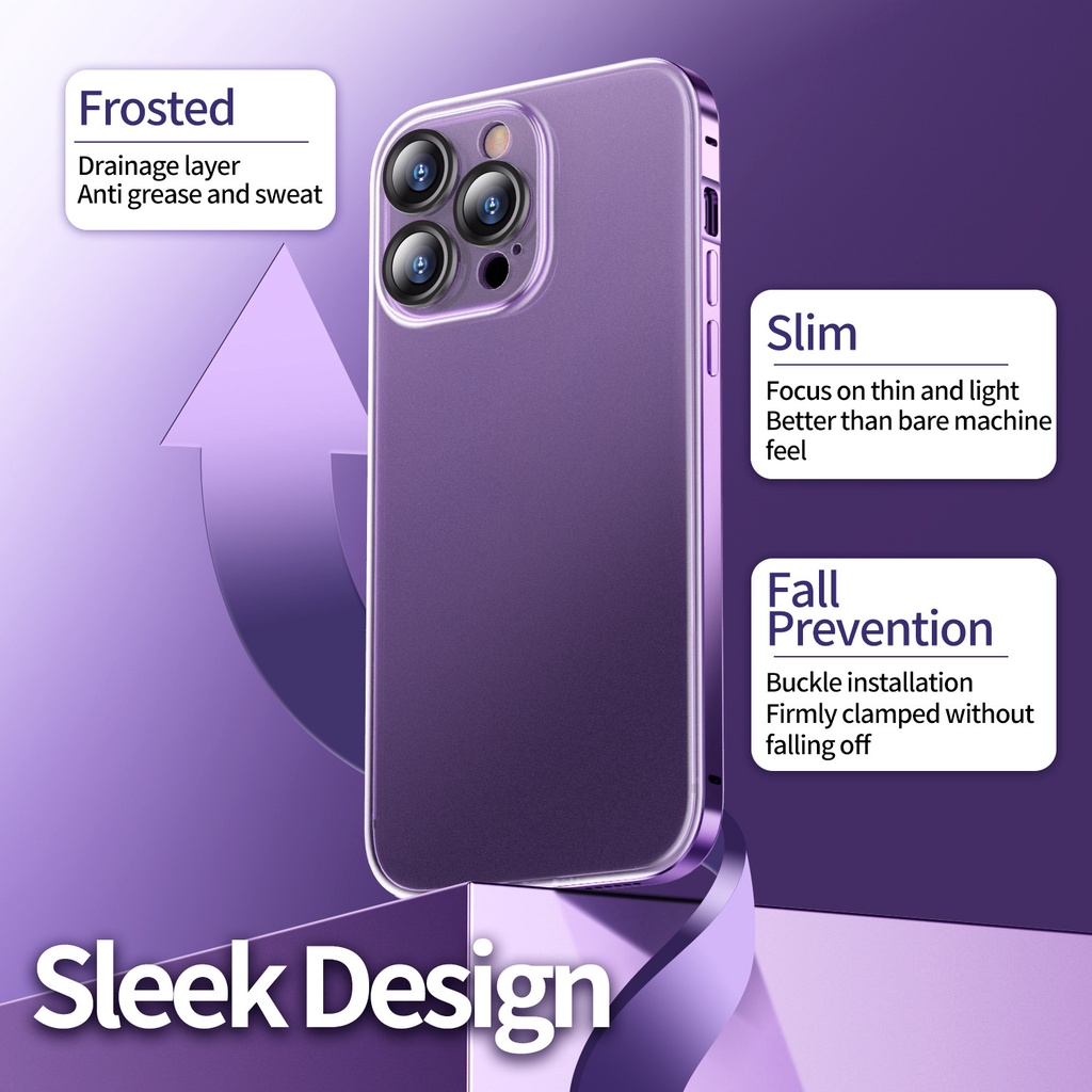 metal-case-for-iphone-12-13-14-plus-pro-max-aluminum-frame-cover-frosted-pc-back-panel-metal-lens-protection
