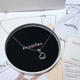 Pandora สร้อยคอเงิน 925 จี้รูปหัวใจ ของขวัญให้เพื่อน แฟน x1027