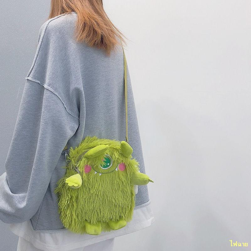 พร้อมส่ง-ruffian-hairy-messenger-bag-korean-japanese-soft-girl-cartoon-girl-shoulder-bag-female-กระเป๋า