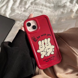 ✨ส่งเชือกเส้นเล็ก✨เคสไอโฟน 14 Pro Max 13 12 11 เคส for iPhone 14พลัส สีแดง การ์ตูน น่ารัก พกง่ายๆ การป้องกันการตก Case