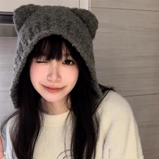 ภาพขนาดย่อของภาพหน้าปกสินค้าSoft Cute Little Bear Woolen Hat Warm Ear Protection Hat Students Headgear จากร้าน missuhome.th บน Shopee